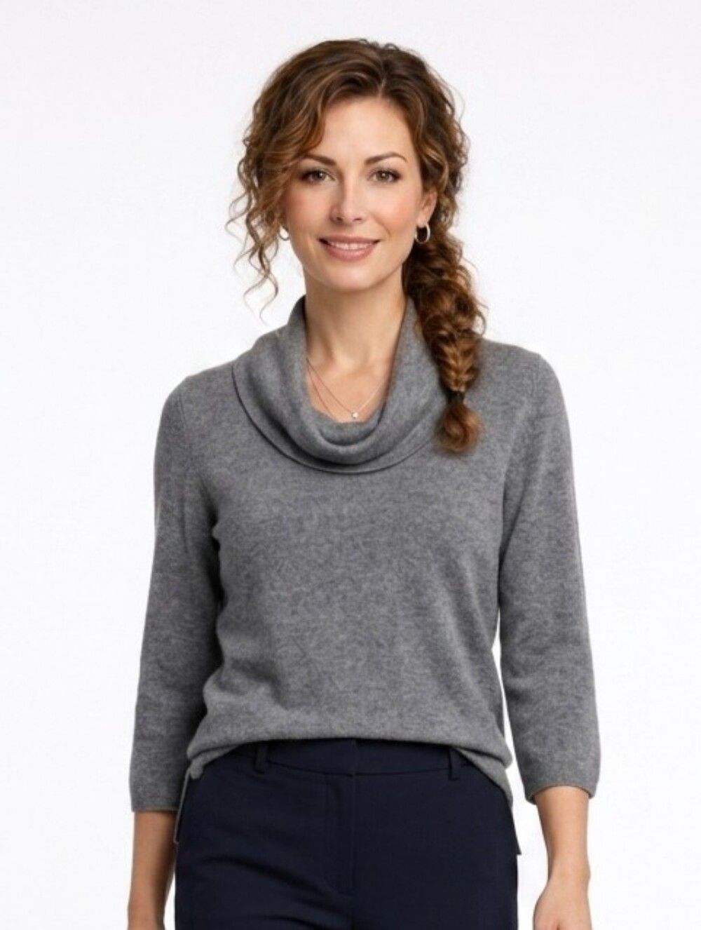 Cyrus Heathered Gray Cowl Neck High/low Sweater Size S